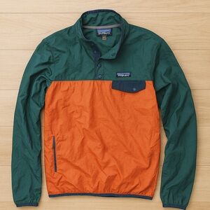 Patagonia Retro Colorblock Windbreaker Jacket • Green/Orange • Men’s Small